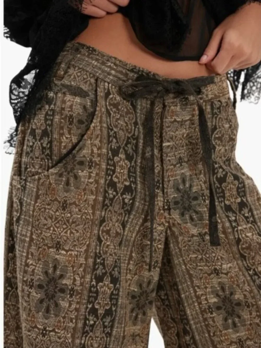 FREE PEOPLE Dahlia Wide Leg Pants Brown Size 4 NWT